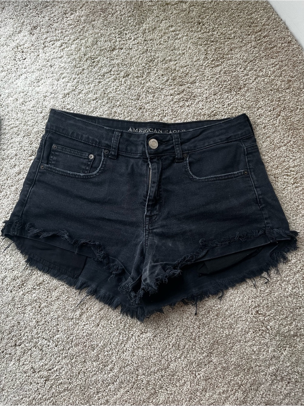 American Eagle Hi-Rise Festival Black Denim Shorts